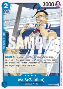 (085) One Piece TCG OP01: Romance Dawn Single: Mr.3(Galdino) (OP01-085)  Uncommon