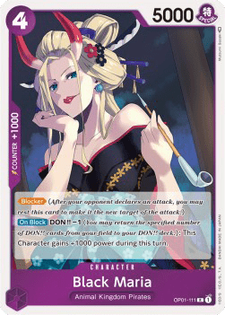 (111) One Piece TCG OP01: Romance Dawn Single: Black Maria (OP01-111)  Rare