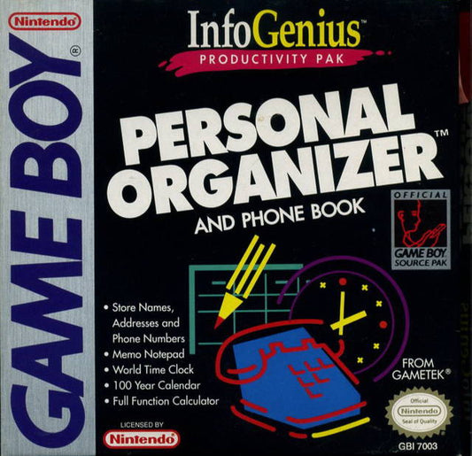 GameBoy: InfoGenius Productivity Pak: Personal Organizer and Phone Book