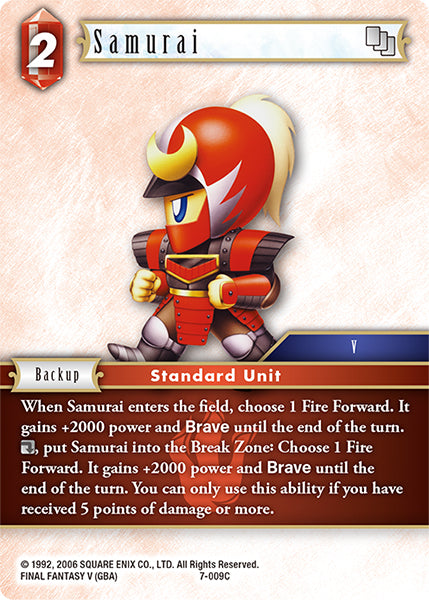 (009) Final Fantasy TCG Opus VII Single: Samurai (7-009) Holo Common