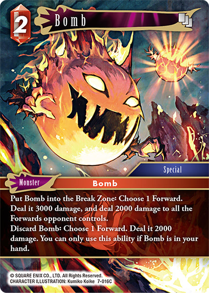 (016) Final Fantasy TCG Opus VII Single: Bomb (7-016) Holo Common