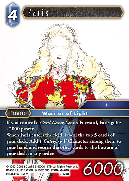 (120) Final Fantasy TCG Opus VII Single: Faris (7-120) Holo Hero