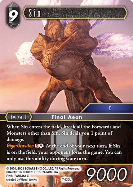 (130) Final Fantasy TCG Opus VII Single: Sin (7-130) Holo Legend