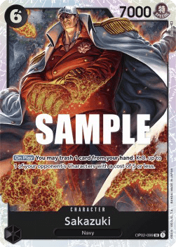 (099) One Piece TCG OP02: Paramount War Single: Sakazuki (OP02-099) (V.1)  Super Rare