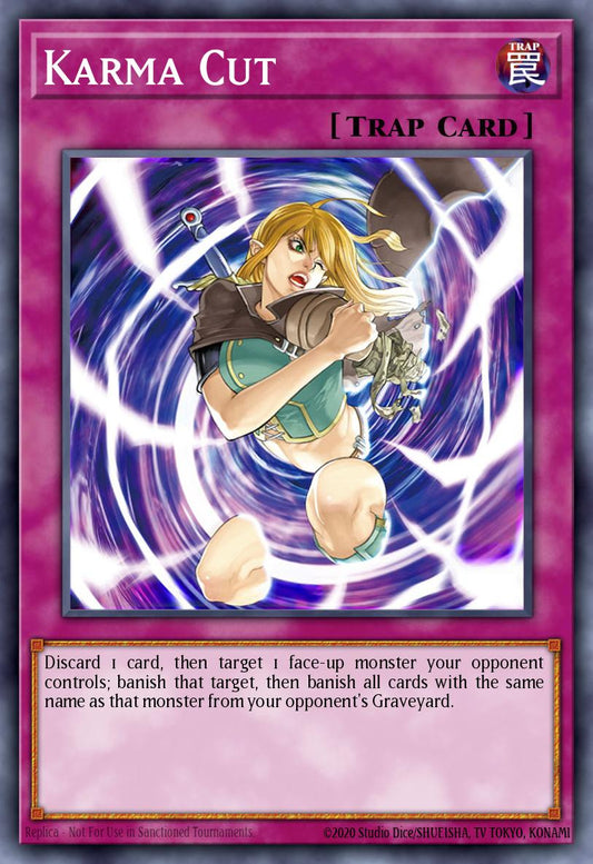 (128) YuGiOh TCG RA04: Quarter Century Stampede Single: Karma Cut (V.1 - Platinum Secret Rare)  Platinum Secret Rare