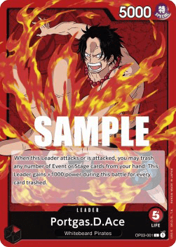 (001) One Piece TCG OP03: Pillars of Strength Single: Portgas.D.Ace (OP03-001) (V.1)  Leader