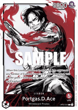(001) One Piece TCG OP03: Pillars of Strength Single: Portgas.D.Ace (OP03-001) (V.2)  Alternate Art