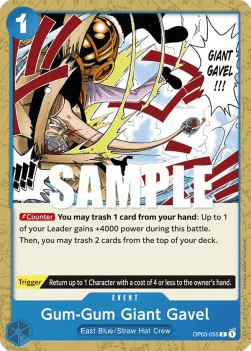(055) One Piece TCG OP03: Pillars of Strength Single: Gum-Gum Giant Gavel (OP03-055)  Common