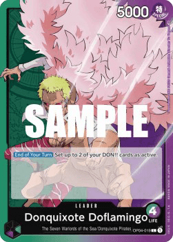 (019) One Piece TCG OP04: Kingdoms of Intrigue Single: Donquixote Doflamingo (OP04-019) (V.1)  Leader