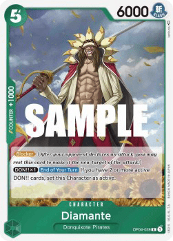 (028) One Piece TCG OP04: Kingdoms of Intrigue Single: Diamante (OP04-028) (V.1)  Rare