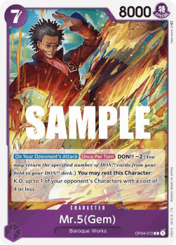(072) One Piece TCG OP04: Kingdoms of Intrigue Single: Mr.5(Gem) (OP04-072) (V.1)  Rare