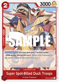 (009) One Piece TCG OP04: Kingdoms of Intrigue Single: Super Spot-Billed Duck Troops (OP04-009)  Uncommon