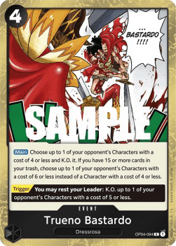(094) One Piece TCG OP04: Kingdoms of Intrigue Single: Trueno Bastardo (OP04-094)  Rare