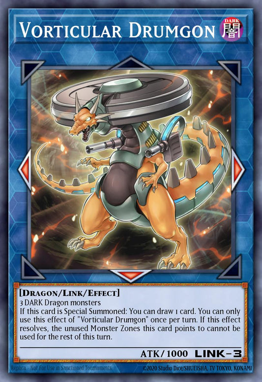 (104) YuGiOh TCG MP19: 2019 Gold Sarcophagus Tin Mega Pack Single: Vorticular Drumgon  Common