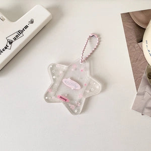 Photocard Holder: Star Shape: Transparent Glitter Pink