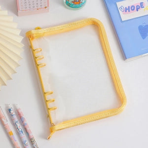 Glitter Shell Clear A5 Binder with Zipper: Yellow