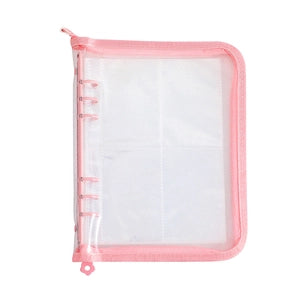 Glitter Shell Clear A5 Binder with Zipper: Pink
