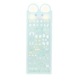 Cute Cartoon Animal Ears Stickers: Mint Green Bear