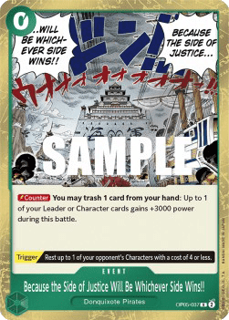 (037) One Piece TCG OP05: Awakening of the New Era Single: Because the Side of Justice Will Be Whichever Side Wins!! (OP05-037)  Rare