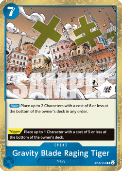 (058) One Piece TCG OP06: Wings of the Captain Single: Gravity Blade Raging Tiger (OP06-058)  Rare