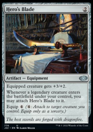 (776) Magic The Gathering Jumpstart 2022 Single: Hero's Blade  Uncommon