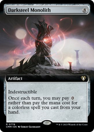 (778) Magic The Gathering Commander Masters: Extras Single: Darksteel Monolith (V.2) Holo Rare