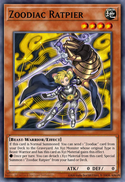 (274) YuGiOh TCG RA04: Quarter Century Stampede Single: Zoodiac Ratpier (V.1 - Platinum Secret Rare)  Platinum Secret Rare