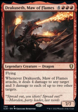 (790) Magic The Gathering Commander Legends: Battle for Baldur's Gate: Extras Single: Drakuseth, Maw of Flames Holo Rare