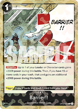 (OP04-095) One Piece TCG PRB01: The Best Single: Barrier!! (OP04-095) (V.2)  Common
