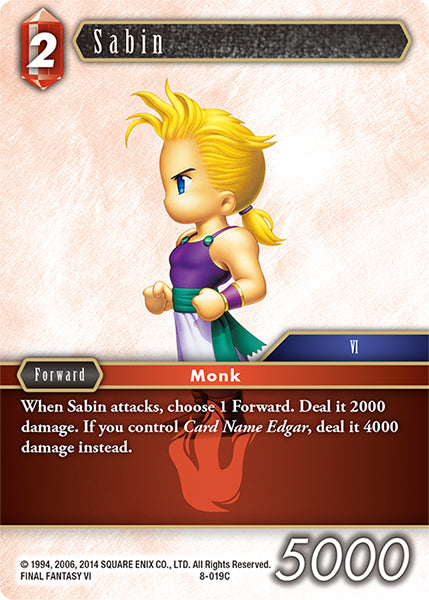 (019) Final Fantasy TCG Opus VIII Single: Sabin (8-019) Holo Common