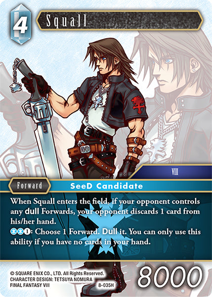 (035) Final Fantasy TCG Opus VIII Single: Squall (8-035) Holo Hero