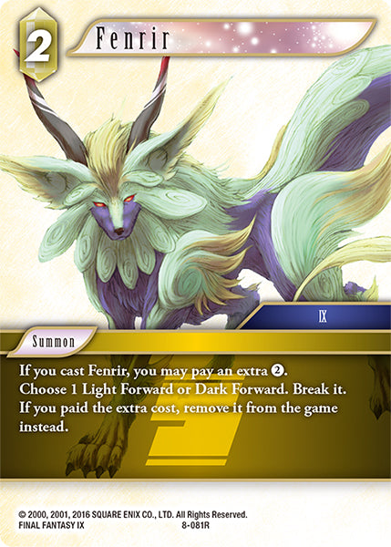 (081) Final Fantasy TCG Opus VIII Single: Fenrir (8-081)  Rare