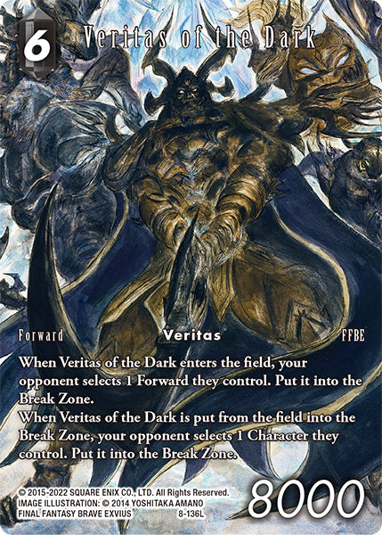 (8-136) Final Fantasy TCG Rebellion's Call Single: Veritas of the Dark (8-136) (V.2) Holo Legend