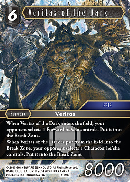 (8-136) Final Fantasy TCG Rebellion's Call Single: Veritas of the Dark (8-136) (V.1) Holo Legend