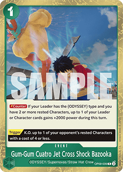 (039) One Piece TCG OP09: Emperors in the New World Single: Gum-Gum Cuatro Jet Cross Shock Bazooka (OP09-039)  Rare