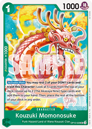 (028) One Piece TCG OP10: Royal Blood Single: Kouzuki Momonosuke (OP10-028)  Uncommon