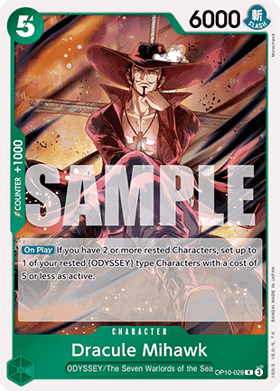 (029) One Piece TCG OP10: Royal Blood Single: Dracule Mihawk (OP10-029)  Rare