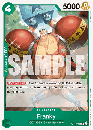 (034) One Piece TCG OP10: Royal Blood Single: Franky (OP10-034)  Common