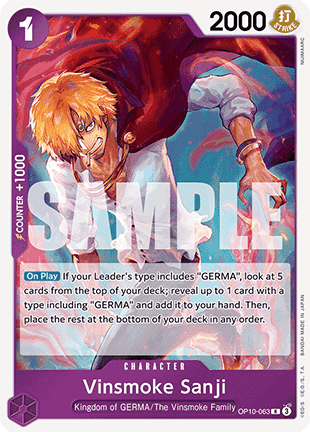 (063) One Piece TCG OP10: Royal Blood Single: Vinsmoke Sanji (OP10-063)  Rare