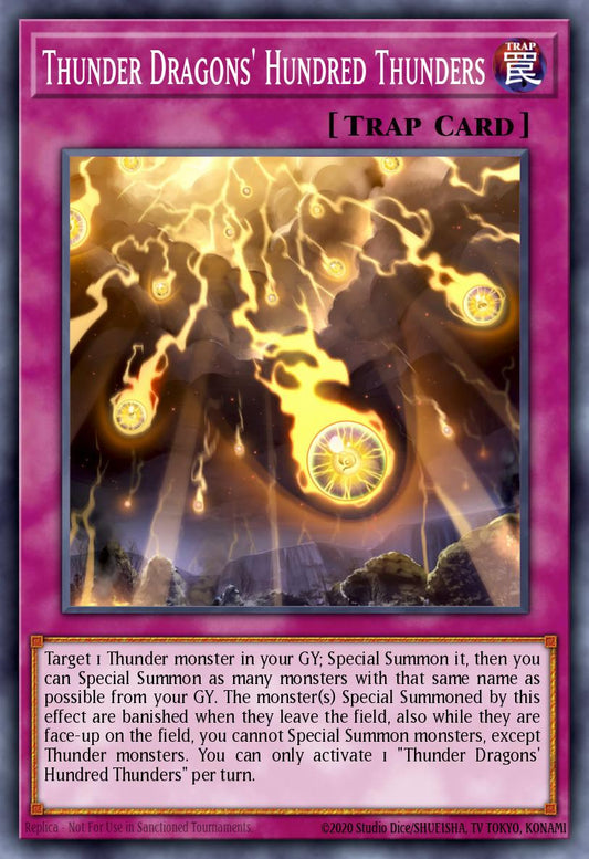 (207) YuGiOh TCG MP19: 2019 Gold Sarcophagus Tin Mega Pack Single: Thunder Dragons' Hundred Thunders  Common