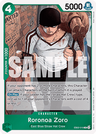 (019) One Piece TCG EB02: Anime 25th Collection Single: Roronoa Zoro (EB02-019)  Rare