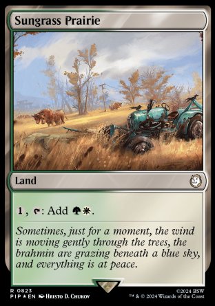 (823) Magic The Gathering Universes Beyond: Fallout: Extras Single: Sungrass Prairie (V.2)  Holo Rare