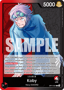 (001) One Piece TCG OP11: A Fist of Divine Speed Single: Koby (OP11-001) (V.1)  Leader