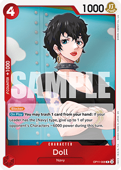 (008) One Piece TCG OP11: A Fist of Divine Speed Single: Doll (OP11-008) (V.1)  Rare