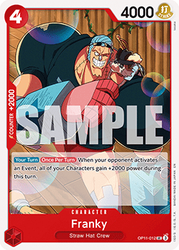 (012) One Piece TCG OP11: A Fist of Divine Speed Single: Franky (OP11-012)  Uncommon
