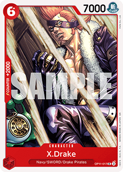 (017) One Piece TCG OP11: A Fist of Divine Speed Single: X.Drake (OP11-017)  Uncommon