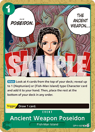 (037) One Piece TCG OP11: A Fist of Divine Speed Single: Ancient Weapon Poseidon (OP11-037)  Uncommon