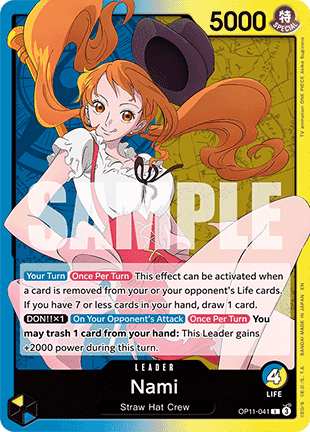 (041) One Piece TCG OP11: A Fist of Divine Speed Single: Nami (OP11-041) (V.1)  Leader