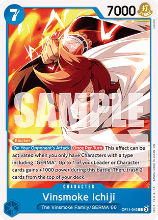 (043) One Piece TCG OP11: A Fist of Divine Speed Single: Vinsmoke Ichiji (OP11-043)  Common