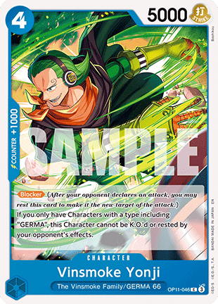 (046) One Piece TCG OP11: A Fist of Divine Speed Single: Vinsmoke Yonji (OP11-046)  Common